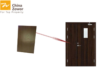 Steel Insulated Fire Door With Vision Panel /Walnut Wood Grain Finish/ Customized Color